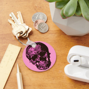 Pink Skull Keychain