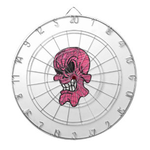 Pink Skull Metal Cage Dartboard With Darts