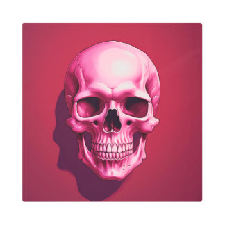 Pink Skull Metal Print