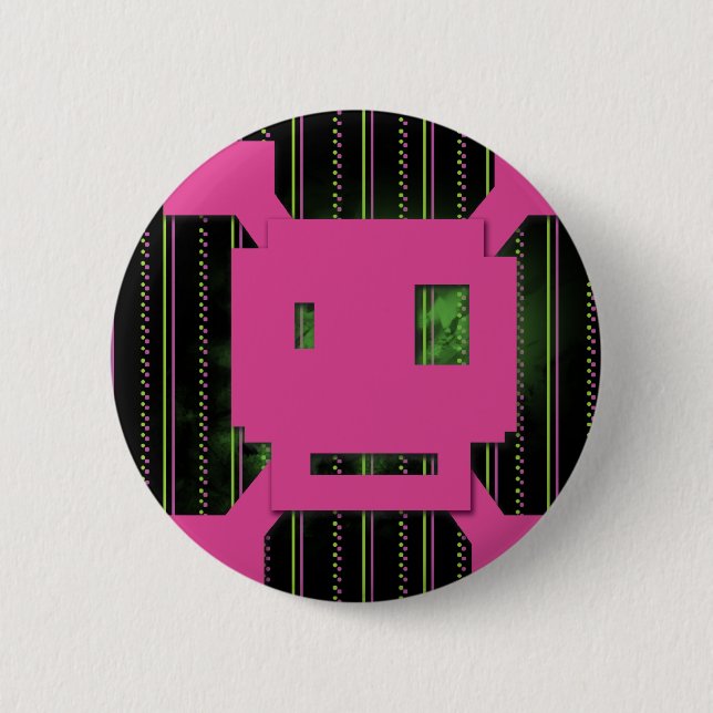 pink skull pinback button (Front)