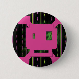 pink skull pinback button