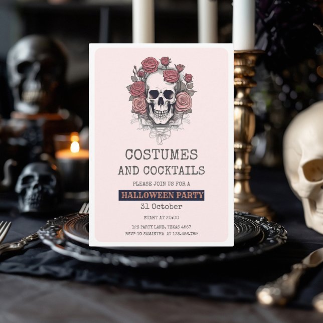 Pink Skull Scary Halloween Party Invitation (Creator Uploaded)