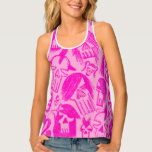 Pink Skull Scene Kid Sketches Tank Top