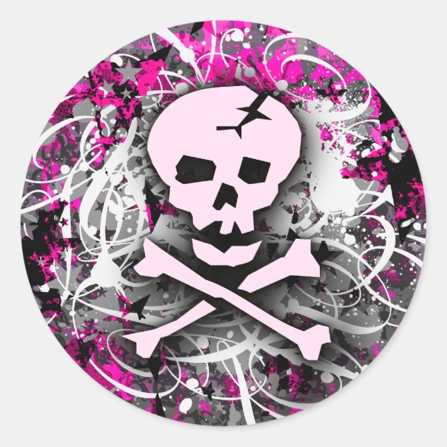 Pink Skull Splatter Stickers (Front)