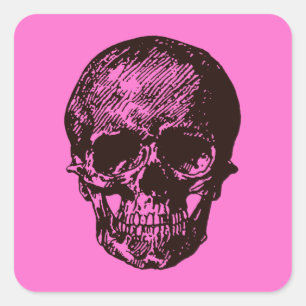 Pink Skull Square Sticker