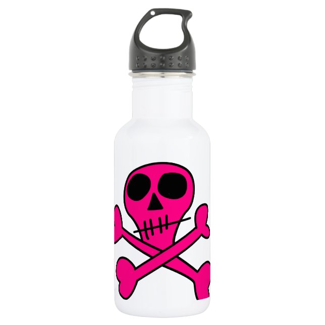 pink skull stainless steel water bottle (Front)