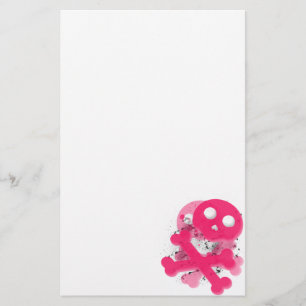 Pink skull stationary paper