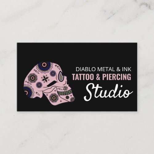 Pink Skull Tattoo Tattooist  Body Piercer Business Card