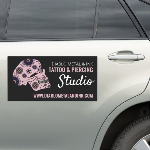 Pink Skull Tattoo Tattooist  Body Piercer Car Magnet