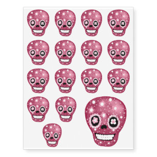pink skull temporary tattoos