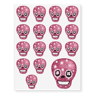 pink skull temporary tattoos