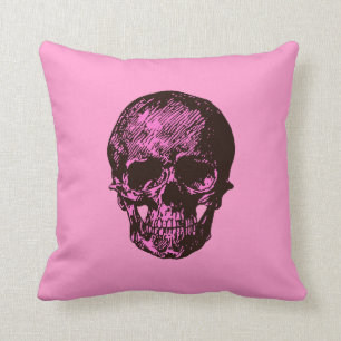 Pink Skull Throw Pillow