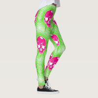 Pink Skull Trippy Psychedelic Line Pattern Leggings