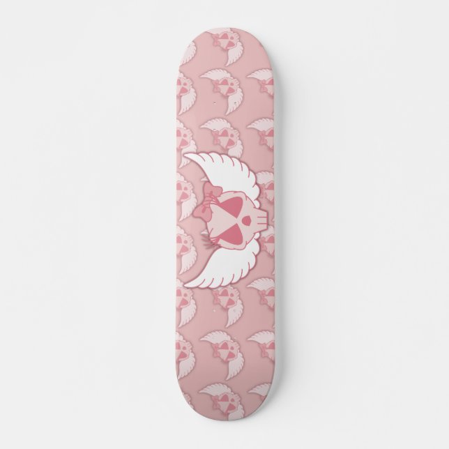 Pink Skull With Wings Skateboard (Front)