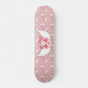 Pink Skull With Wings Skateboard Deck
