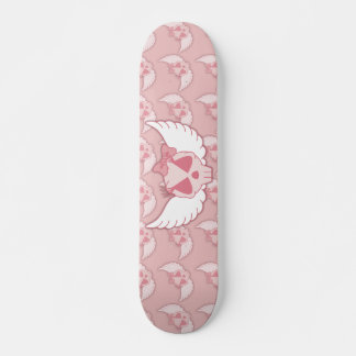 Pink Skull With Wings Skateboard Deck