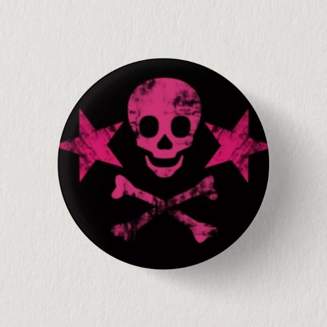 pink-skulls2 pinback button (Front)