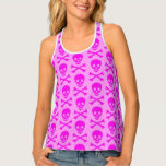 Pink Skulls and Crossbones Women's Tank Top