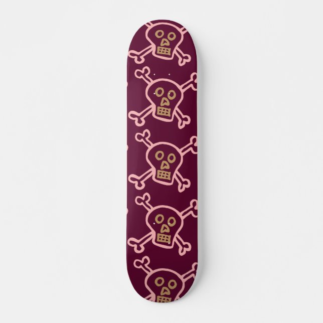 PINK SKULLS & CROSSBONES GIRLS SKATEBOARDS (Front)