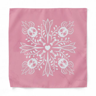 Pink Skulls Pastel Goth Kawaii Cute Horror Bandana