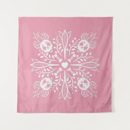 Pink Skulls Pastel Goth Kawaii Cute Horror Tapestry