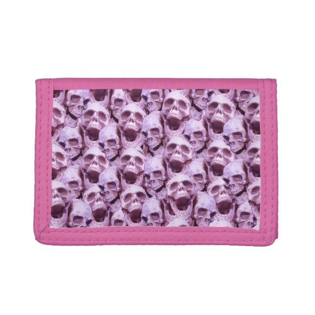 Pink Skulls Tri-fold Wallet (Front)