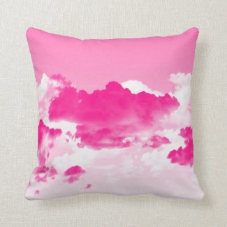 Pink Sky and Clouds Throw Pillow