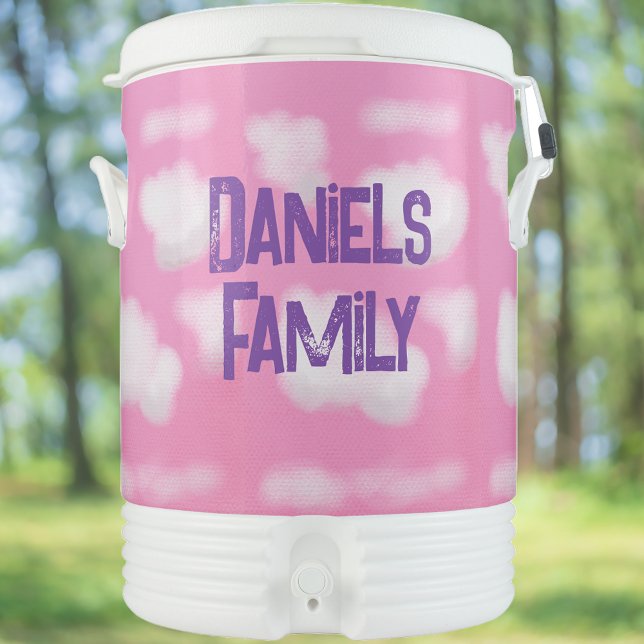 Pink sky and fluffy clouds Personalized Beverage Cooler (Creator Uploaded)