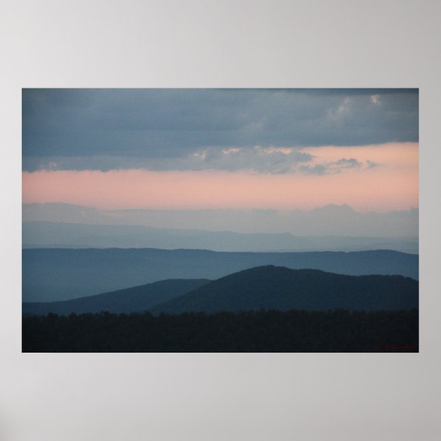 Pink Sky Blue Mountains Poster (Front)