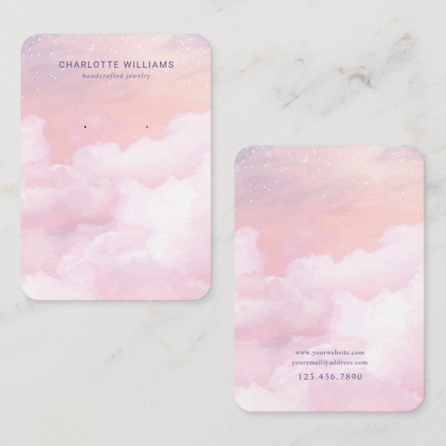 Pink Sky Cloud Custom Jewelry Display Card (Front/Back)