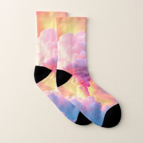 Pink sky explosion Clouds in pink harmony Socks