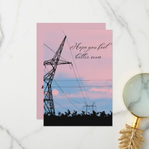 PINK SKY ,Get Well Soon Thank You Card