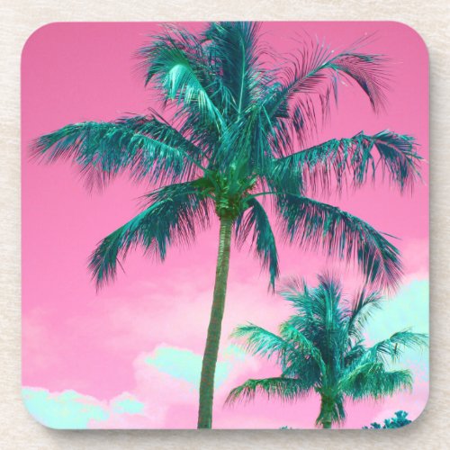 Pink Sky Palm Trees Coaster