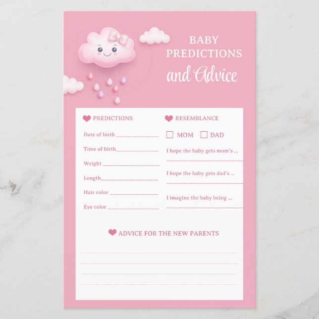 Pink sky white cloud 9 Predictions and Advice game (Front)