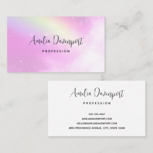 Pink Sky with Lemon Yellow Rainbow Business Card