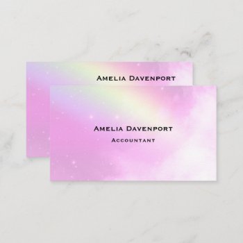 Pink Sky With Lemon Yellow Rainbow Business Card by Mirribug at Zazzle