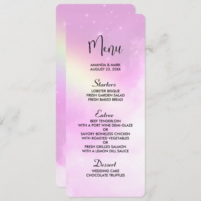 Pink Sky with Lemon Yellow Rainbow Invitation (Front/Back)