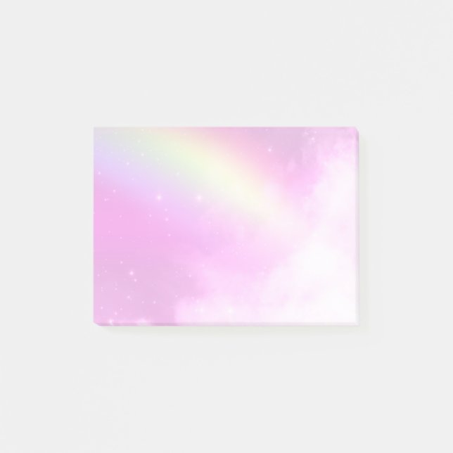 Pink Sky with Lemon Yellow Rainbow Post-it Notes (Front)