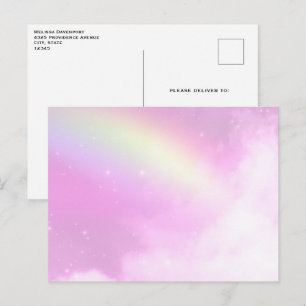 Pink Sky with Lemon Yellow Rainbow Postcard