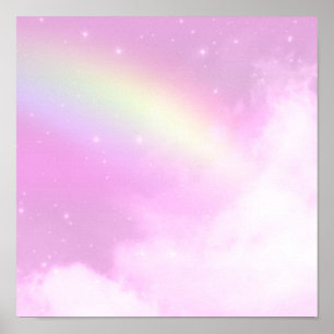 Pink Sky with Lemon Yellow Rainbow Poster
