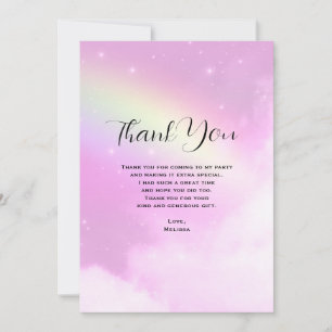 Pink Sky with Lemon Yellow Rainbow Thank You Card