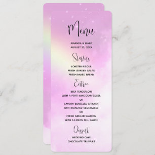 Pink Sky with Lemon Yellow Rainbow Wedding Menu Invitation