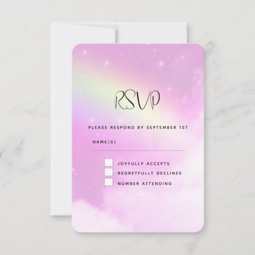 Pink Sky with Lemon Yellow Rainbow Wedding RSVP