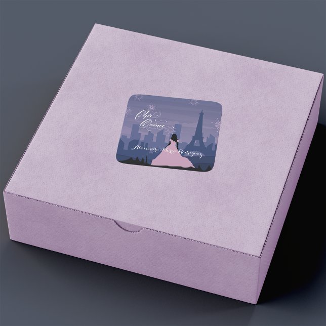 Pink & Slate Blue Paris Fireworks Quinceañera Square Sticker (Creator Uploaded)