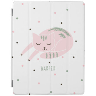 Pink Sleeping Cat Personalized iPad Smart Cover