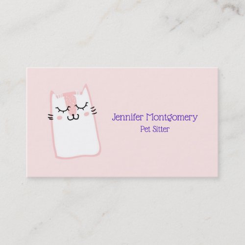 Pink Sleeping Kitty Cat Business Card