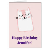 Pink Sleeping Kitty Cat Happy Birthday (Front)