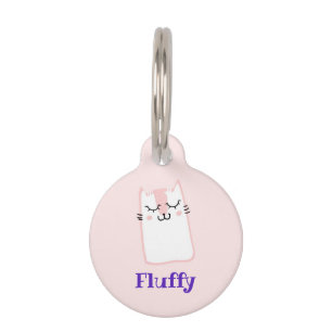 Pink Sleeping Kitty Cat Pet Tag