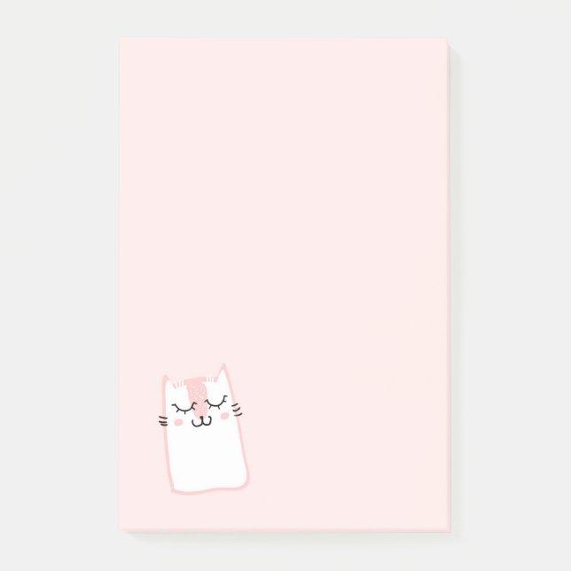Pink Sleeping Kitty Cat Post-it Notes (Front)