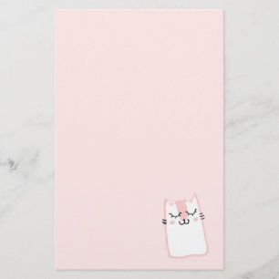 Pink Sleeping Kitty Cat Stationery